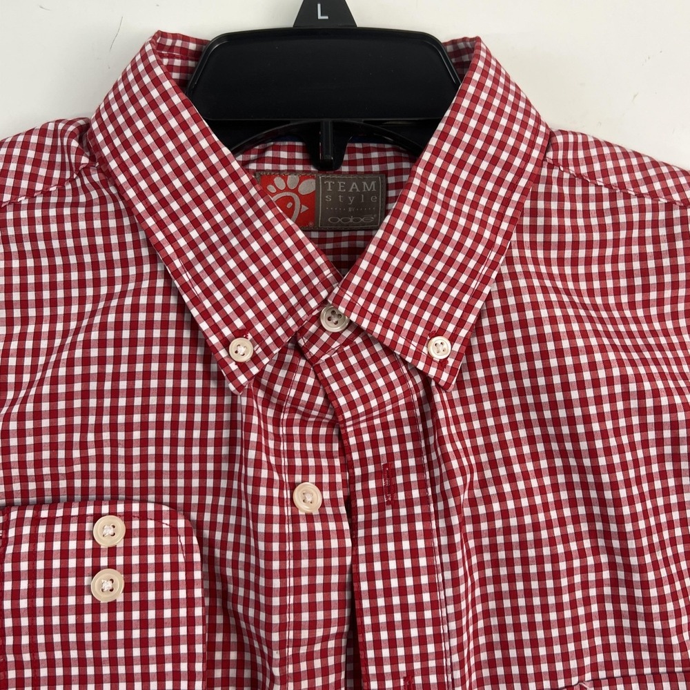 TEAM Style Shirt Mens Large Red Gingham Long Sleeve Button Down Chick-fil-A